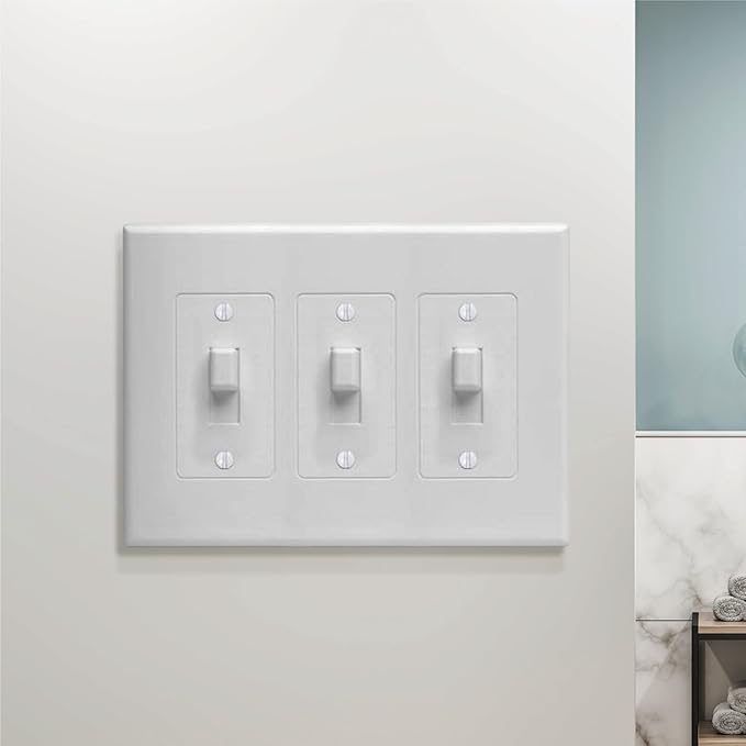 TayMac 2673W 3-Gang MASQUE Decorator Cover, Toggle, White