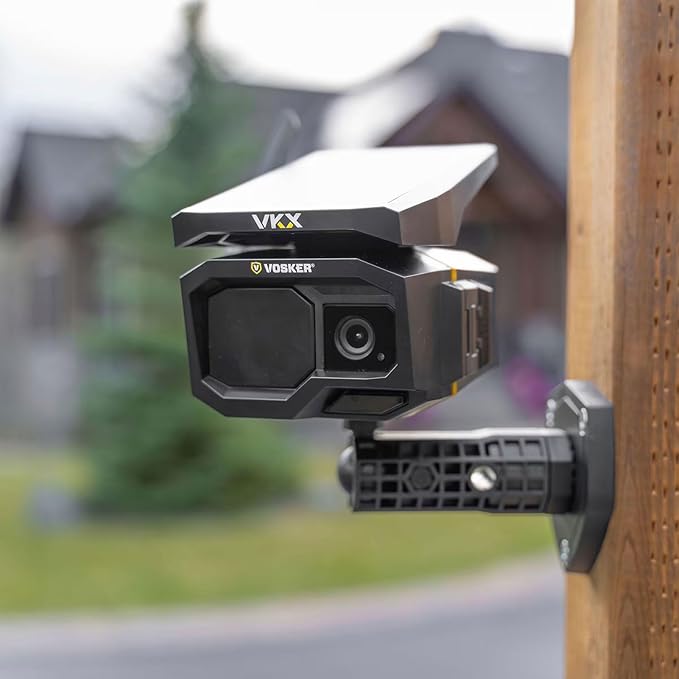 Vosker VKX Solar Powered 4G-LTE Outdoor Cellular Security Camera - No WiFi Needed, Motion Activated, Night Vision, SIM Card Included, On-Demand Mode - 15s Video Clips, IP65 Weather-Resistant