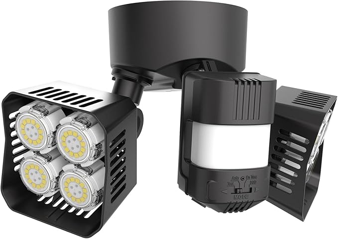 SANSI 7000LM Motion Sensor Outdoor Lights,Brightness LED Flood Lights Outdoor 54W 5000K 700W Equiv IP65 Dusk to Dawn Security Lights with 2 Adjustable Heads 8 Lights for Garage, Yard, Patio, Black