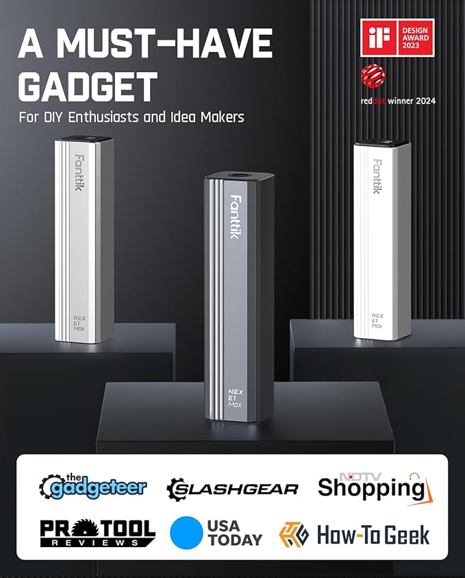 Fanttik E1 Max Electric Screwdriver, Mini Precision Screwdriver Set, 50 Magnetic Bits, Magnetic Storage, 5/32‘’Hex, Repair Tool Kit for Electronics Phone Camera Laptop Watch (Silver)