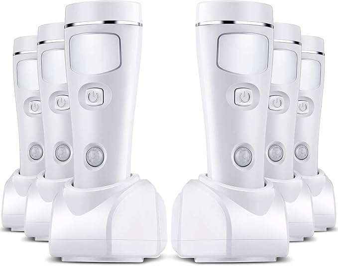 Enhon 4 in 1 LED Rechargeable Plug in Flashlights, 6 Pack LED Emergency Lights for Home Power Failure Emergency, Plug in Power Outage Light, Power Failure Light with Motion Detection (White)