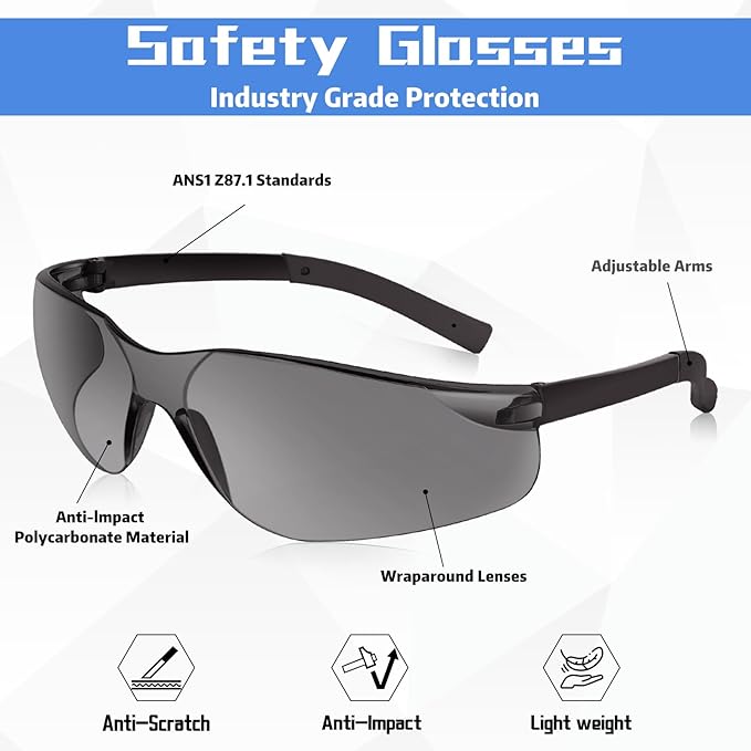 50 Pack Bulk Safety Glasses Clear Lens ANSI Z87.1 Safety Glasses for Women Men Eye Protection Glasses with Scratch and Impact Resistant for Construction and Laboratory