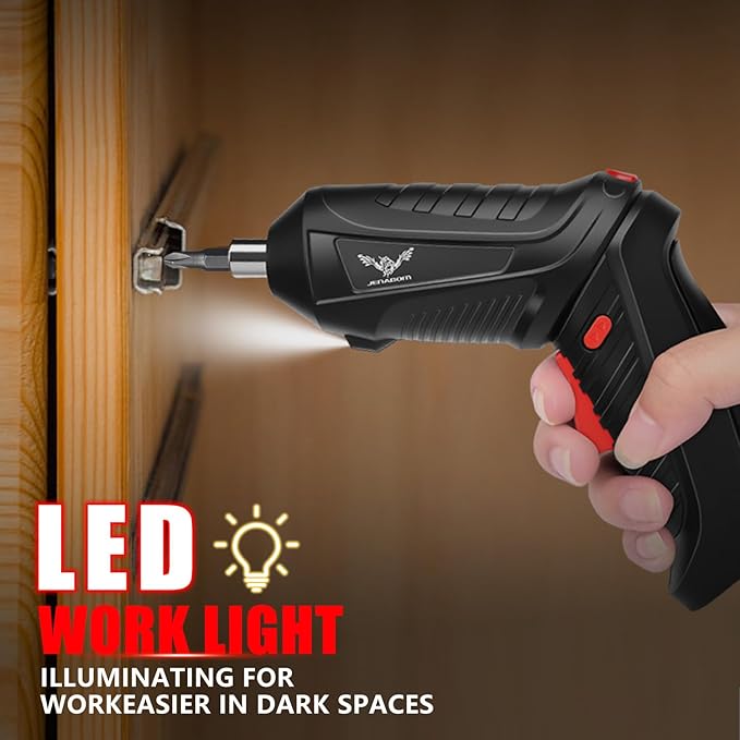 8 in 1 Electric Screwdriver Cordless Drill Rechargeable Set 3.6V Li-ion 3.5N·m Max Torque Electric Rotatable LED Light Screwdriver Multi-Angle Work balck for Home Office DIY Tools