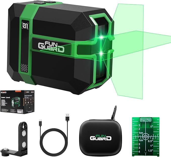 Green Laser Level Type-C Rechargeable Self Leveling Cross Laser Line Waterproof with Pulse Mode, 360°Magnetic Bracket for Outdoor Construction Home Decoration DIY etc.