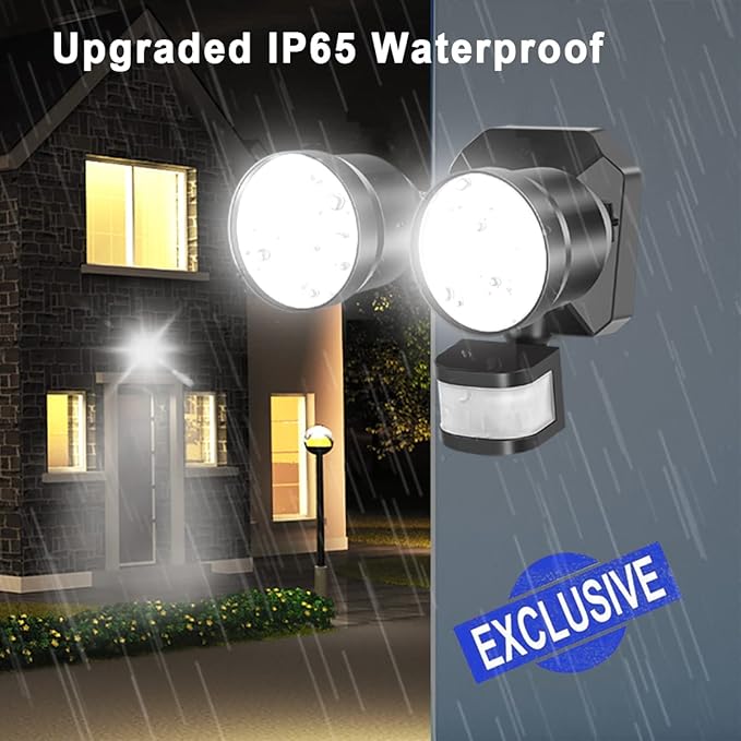 EMANER Security Lights Motion Outdoor, 280W Equiv. Dusk to Dawn LED Flood Light, Keep On or Motion Triggered 4-Mode, Daylight White Corded Wall Light for Porch Driveway Barn (2-Pack)