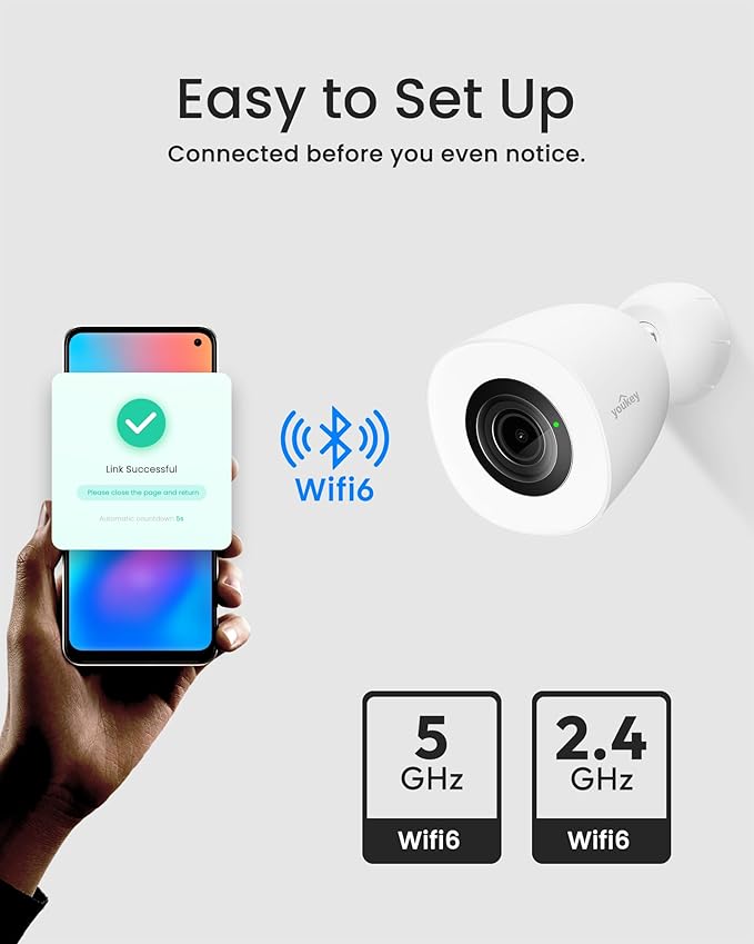 youkey Security Camera Outdoor, 2.5K QHD, 130° FOV, Color24 Enhanced Night Vision, Spotlights with Adjustable Tone, AI Human/Pet/Vehicle Detection, No Monthly Fees
