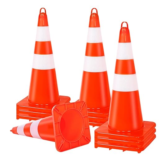 Traffic Safety Cone 28 Inches, with Reflex Collars of Parking Lots, Lane Road Traffic Control Construction Driving Safety Cone 10 Pack