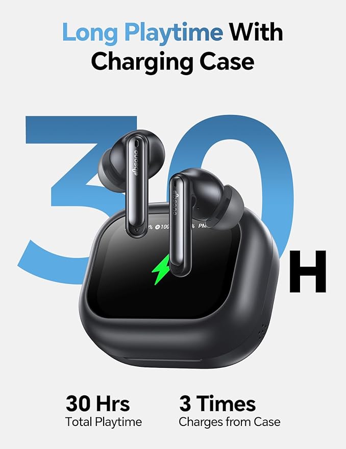 Wireless Bluetooth Earbuds: 5.4 TWS, 13mm Drivers Hi-Fi Deep Bass, 30H Playtime, Touchscreen Control, Mic for Calls, IPX5 Water-Resistant, White Elephant Stocking Stuffers for Men/Women/Adults, Black