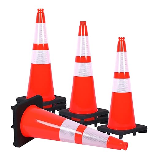 Traffic Safety Cone 28 Inches, with Reflex Collars of Parking Lots, Lane Road Traffic Control Construction Driving Safety Cone 6 Pack