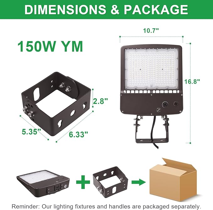 150W LED Parking Lot Light, 5700K 21000LM LED Shoebox Area Light [600W MH/HPS Equiv.], 0-10V Dimmable Outdoor Pole Flood Lights with Yoke Mount, IP65 20KV Surge Protection AC100-277V UL&DLC Listed