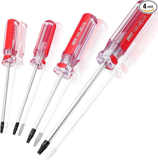 4 Pcs Torx Security Screwdriver Set with Magnetic Tip Plastic Grip, Torx Screwdriver for Computer Repairing (T8 T9 T10 T15)