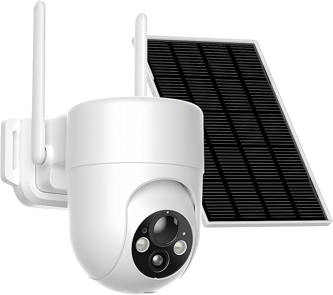 Solar Camera Outdoor Wireless, 2K Color Night Vision, Security Cameras Wireless Outdoor with 360°View, Battery Powered, 2.4GHz WiFi, Instant Alerts, IP65