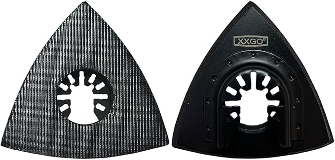 XXGO 105 Pcs Triangular 3-1/8 Inch 80mm 60 80 100 120 240 Grits Multitool Sanding Pads Kits Include 100 Pcs Triangle Sandpaper and 5 Pcs Triangle Sanding Pads XG105T