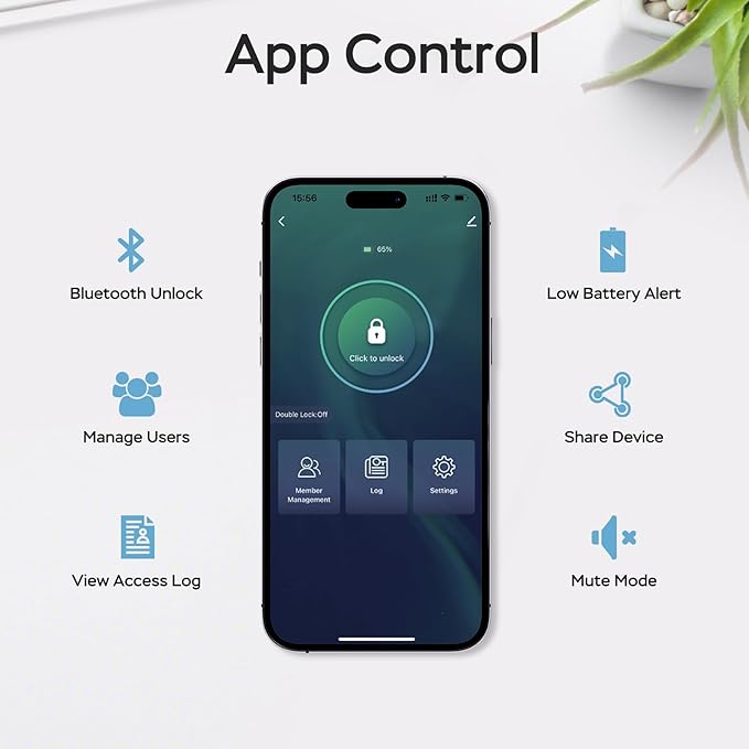 GeekTale Fingerprint Door Lock for Bedrooms, Fingerprint Door Knob with Lock, Smart Door Lock, App Control, Back-up Keys, Thumbprint Door Knob for Bedrooms, Office, Apartment
