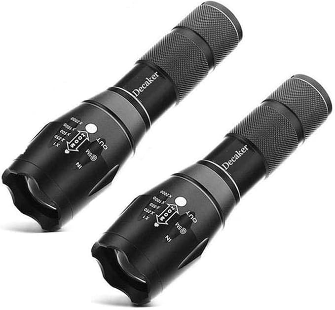 TC1200 Tactical Flashlight Super Bright 1200 Lumens 5 Light Modes Zoomable LED Flashlights Torch,2-Pack
