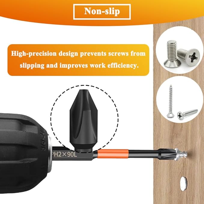 8Pcs Magnetic Phillips Screwdriver Bits with 1/4 Inch Hex Shank 2 Sets Cross Anti-Slip Screw Driver Bit PH2 Impact Driver Bit 25/65/90/150mm