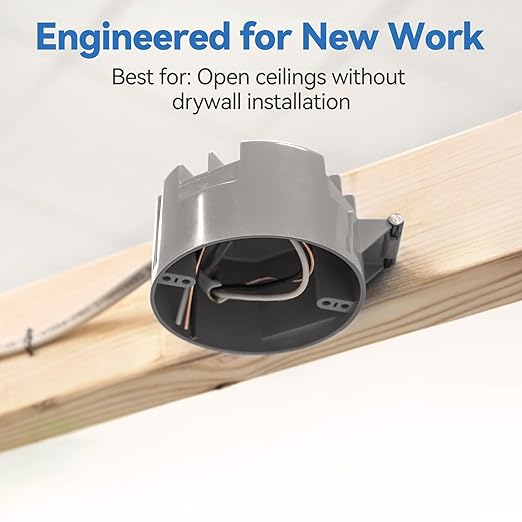 New Work Round Electrical Box for Ceiling Light, 20 Cu.in, UL Listed, 6-Pack