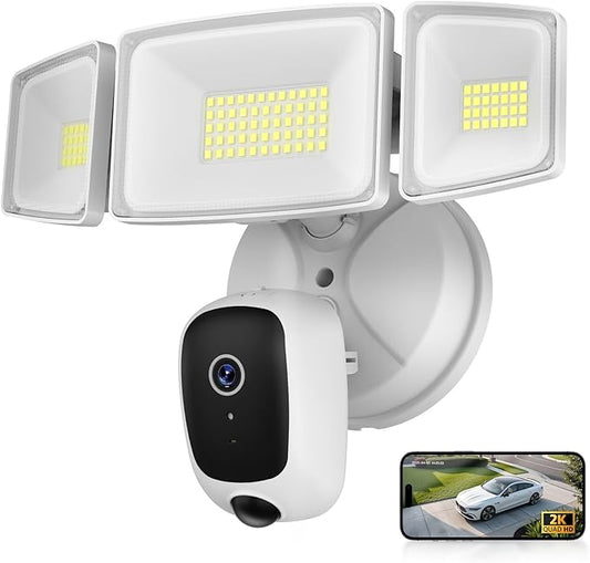 Onforu Floodlight Camera Outdoor, 5500-Lumen 2K HD Smart Security Flood Light Surveillance Cam Wired, Custom Motion Detection Zones & Light Alerts, Color Night Vision, 2-Way Audio, 24/7 Record