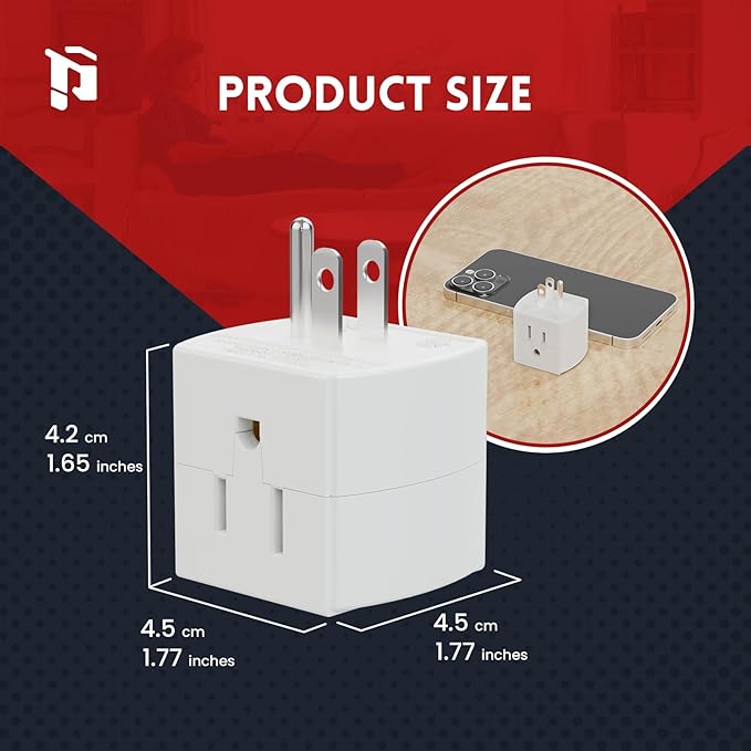 3 Outlet Wall Adapter, 90 Degree 3 Way Plug Adapter Cube Tap, 3 Prong Multi Plug Outlet, Outlet Extender for Home Office School Dorm, ETL Listed, White, 3Pack