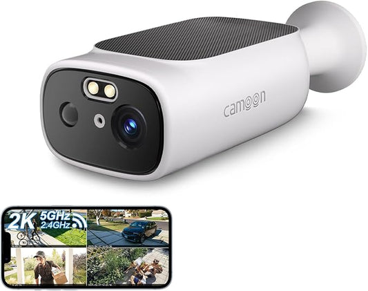 5G Security Camera Outdoor Wireless WiFi, 5G Solar Security Camera for Home Security, AI Motion Detection, Color Night Vision, SD Card/Cloud Storage, Waterproof, Compatible with Alexa/Google Home