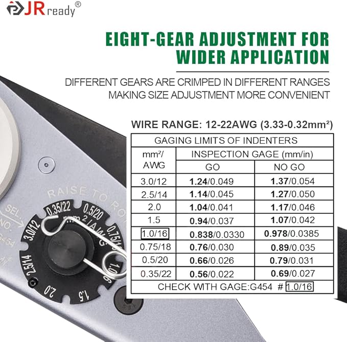 ST2163 Deutsch Crimp Kit，ACT-HDT Solid Contacts Crimp Tool with 3 Positioners and G454 Gauge for Deutsch Size 12 16 20 Turned Pin and Socket Terminals Work with Deutsch DT DTM DTP Series Connectors