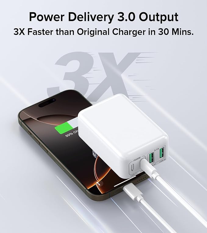 40W USB C Flat Charger Block, 2-Pack Fast Charge Cube Powered Multi-Port Wall Plug Power Adapter Type C Brick for iPhone 16/16 Pro 15/15 Pro Max/14/14 Pro Max/13/13 Pro Max/12/12 Pro, Motorola, Huawei