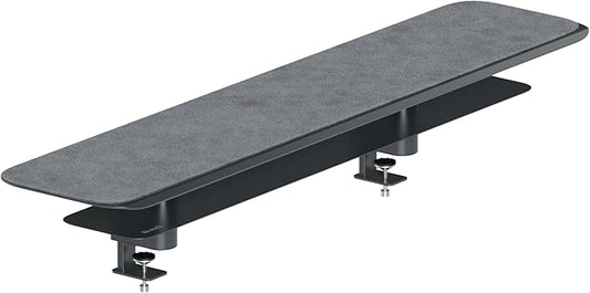 Branch Monitor Stand - Elegant, Durable Powder-Coated Steel Stand with Soft Felt Liner - Small Monitor Riser Second Tier Storage - Installs with a Universal Clamp for Ergonomic Workspace - Charcoal