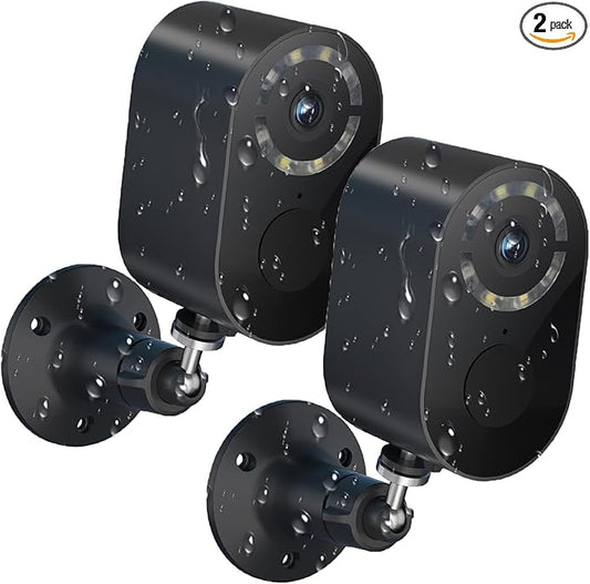 Security Cameras Wireless Outdoor,2.4GHz WiFi Security Camera Outdoor 2K Battery Powered Cameras for Home Security,AI Motion Detection,Color Night Vision,2-Way Audio,Waterproof,2 Pack