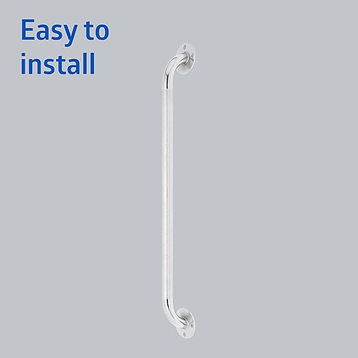 Medline Knurled Chrome 24” Grab Bar for Shower & Bathtub, Independence & Ease of Movement — for Elderly, Handicapped or Seniors, 300 lb. Capacity, 1 Bar