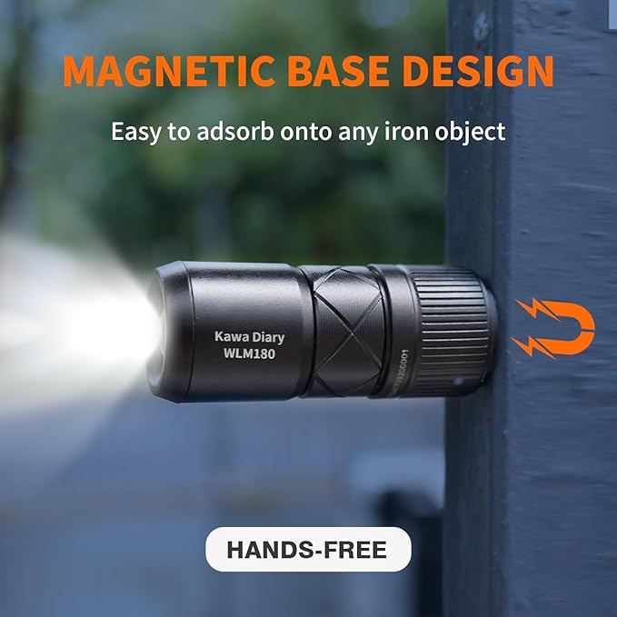 World's Smallest Zoomable EDC Flashlight – 130 Lumen, USB-C Rechargeable, Magnetic Base, Replaceable Battery, IP54 Waterproof, 1.91in Keychain Light