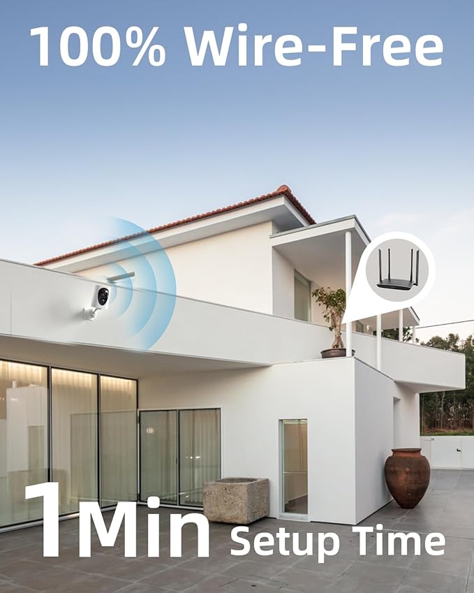 virtavo VistaFlask 2K Security Cameras Wireless Outdoor, Battery Powered, AI Motion Detection, for Home Security, Starlight Lens for Colorful Night Vision, 2-Way Audio, Weatherproof, Cloud/SD Storage