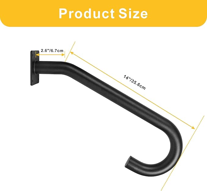 2 Pcs Handrails for Outdoor Steps Stair Railing Indoor, Handrail for 1-3 Steps,Half U Design Universal Stairs Wall Mounted Metal Handrail for Elderly,Included Hardware