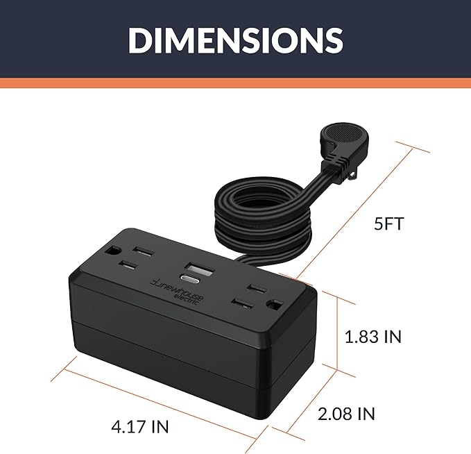 1250-Watt Plug-in Outlet with USB NHCP-001, Outlet Receptacle with USB Ports and Tamper Resistant, Type-A and Type-C USB Charging Outlet, Electrical Equipment for Home Improvement