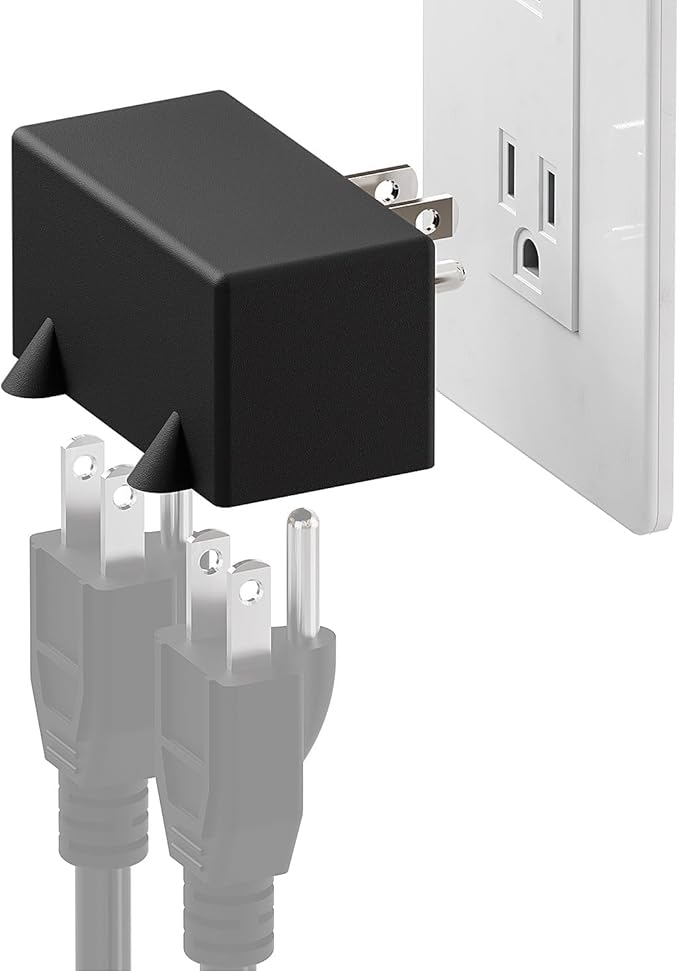 PA-0508 90 Degree Right Angled USA Male-Female Power Adapter, 5-15P to 2 * 5-15R Direction Changer Space Save Adapter Black