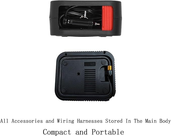 Portable Tire Inflator Air Compressor Pump Pressure with Tire Gauge Emergency and LED Light Vent for Car Motorcycle Bike Ball DC 12V Fast Inflation