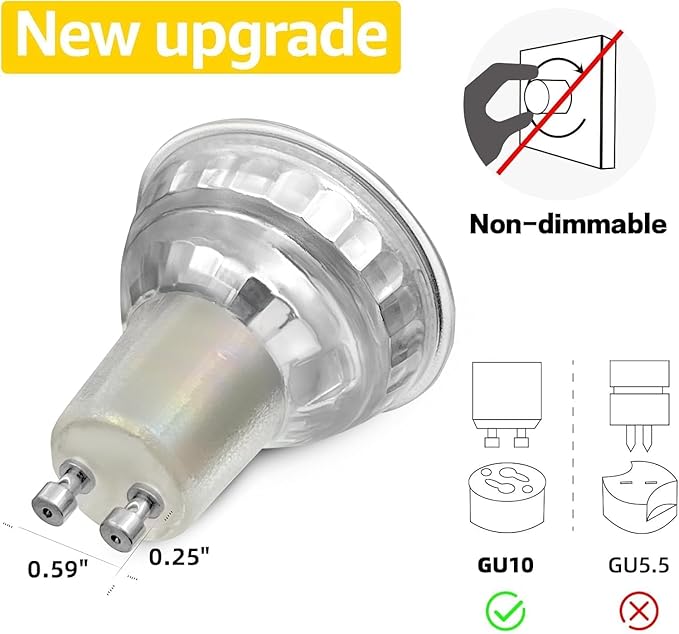 MASTERY MART 16 Pack Non-Dimmable GU10 LED Light Bulbs, 4W Bright 2700K Soft White 35W Halogen Equivalent, 350lm Energy Saver for Track Lighting Fixture, Kitchen, Basement, 15000 Hours Lifespan