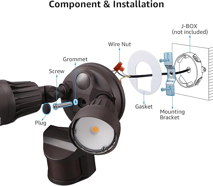 LEONLITE COB LED Security Light, Motion Sensor Flood Lights Outdoor, Aluminum, 3 Modes Motion Detector+Dusk to Dawn+Switch Control, 100-277V, Adjustable 2-Head, IP65, 5000K Daylight, ETL, Bronze