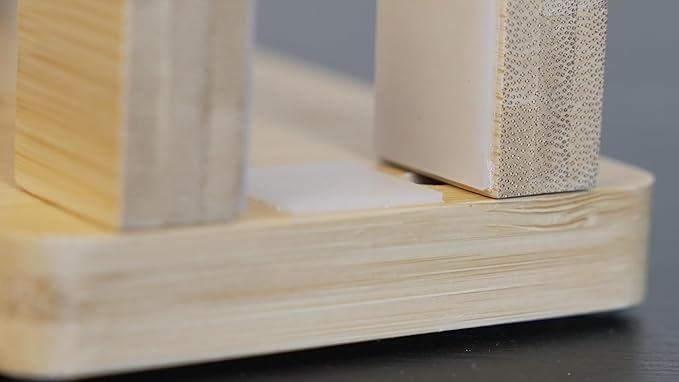 S&A WOODCRAFT Bamboo Wood Vertical Laptop Stand, Adjustable Wooden Laptop Holder, Non-Slip Laptop Dock Compatible with Apple MacBook, Microsoft Surface, Gaming Laptops, IPad, Tablets