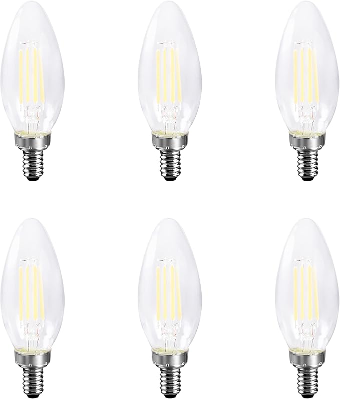 SYLVANIA ECO LED B10 Light Bulb, 50W = 3.5W, 7 Year, 450 Lumens, Non-Dimmable, Clear, 2700K, Soft White - 6 Pack (40879)