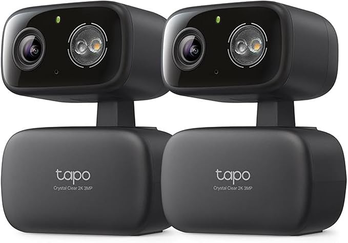 Tapo 2K 3MP Pan/Tilt Indoor/Outdoor Security Camera, Free Person/Baby Cry Detect & Track, 360° Pan, Color Night Vision, SD/Cloud Storage, Works w/Alexa & Google Home, HybridCam 360, Black (2-Pack)