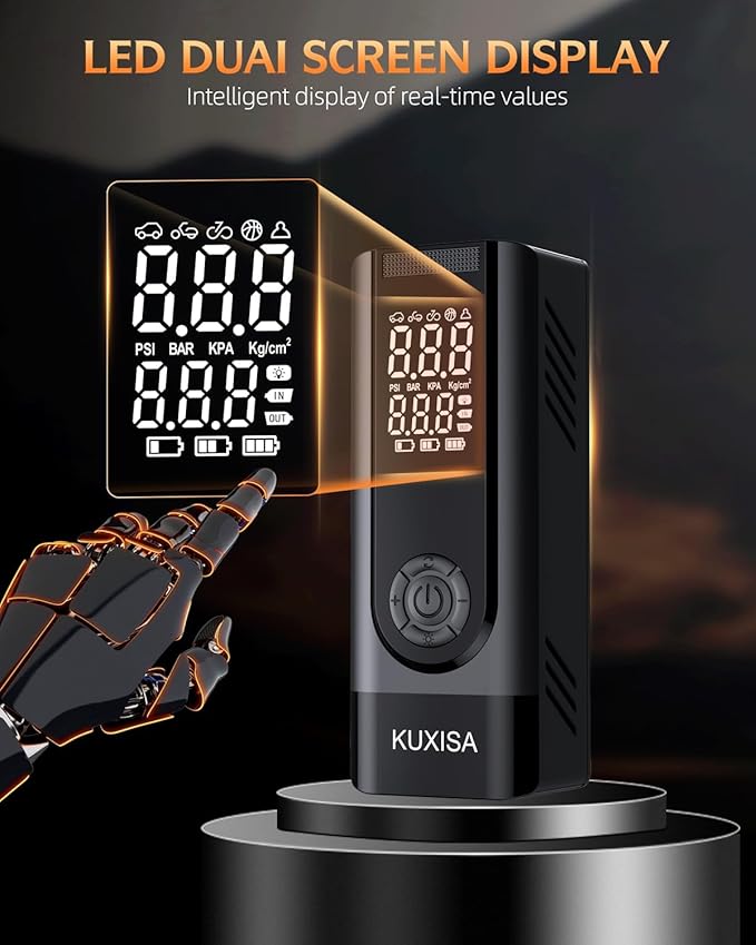 Tire Inflator Portable Air Compressor, 180PSI Air Compressor with Digital Pressure Gauge, 25000mAh & 3X Faster Portable Air Pump for Car, Motorcycle, Bicycle, Ball and More(Black)