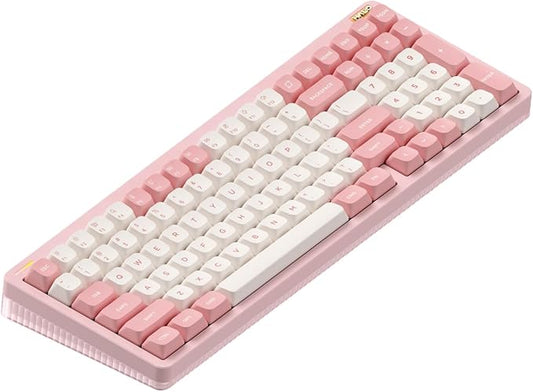 nuphy Halo96 V2 Wireless Keyboard,Gasket Structure,96% Hot Swappable Gaming Keyboard, 99 Kyes RGB Backlit Mechanical Keyboard, Support QMK/VIA,Bluetooth/USB-C/2.4GHz-Pink,Silent Red Clear-Top (45gf)