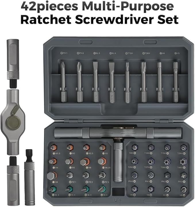 42 in 1 Magnetic Screwdriver Set, DIY Ratchet Screwdriver Set, Removable Self-assembly Precision Screwdriver Kit, Magnetic DIY Precision Tool Kit for PC Laptop Mobile Cell Phone Digital Watch