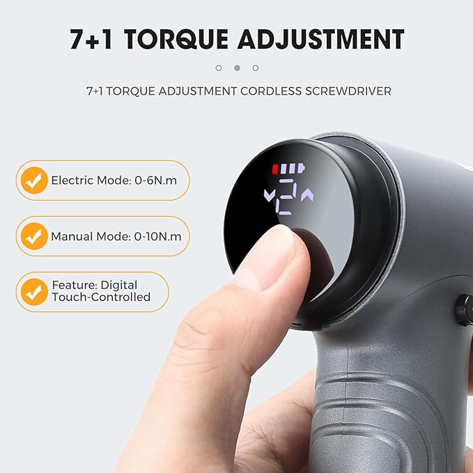 Cordless Electric Screwdriver, 3.7V Power Rechargeable Repair Tool Set with 32 Bits, Digital Display，6+1 Torque Setting，2500 mAh Battery, Gift for Electronic Computer Repairing