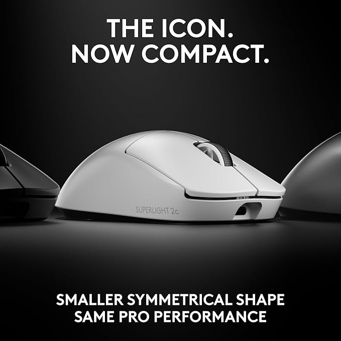 Logitech G PRO X Superlight 2c Wireless Gaming Mouse, 51 g pro-Grade Compact Mouse with 5 programmable Buttons, USB-C Charging, 44K DPI Sensor, up to 8 kHz Polling for PC/Mac - White