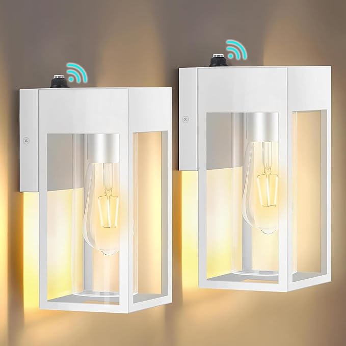 2 Pack Dusk to Dawn Outdoor Wall Lantern, Porch Lights Outdoor Light Fixtures Wall Mount, IP65 Waterproof Wall Mount Light, Outdoor Lantern for Porch Doorway Garage