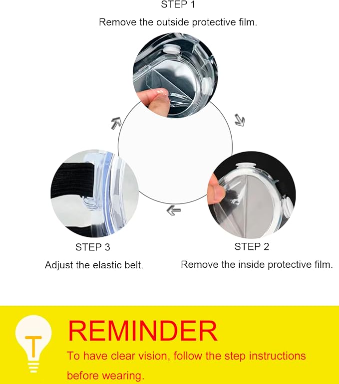 3 Pack Safety Goggles Anti-Fog Protective Adjustable Goggles Over Glasses Splash Eye Protection Adjustable For Lab Construction Worker Onion Cutting Clear Lens Eyewear Black