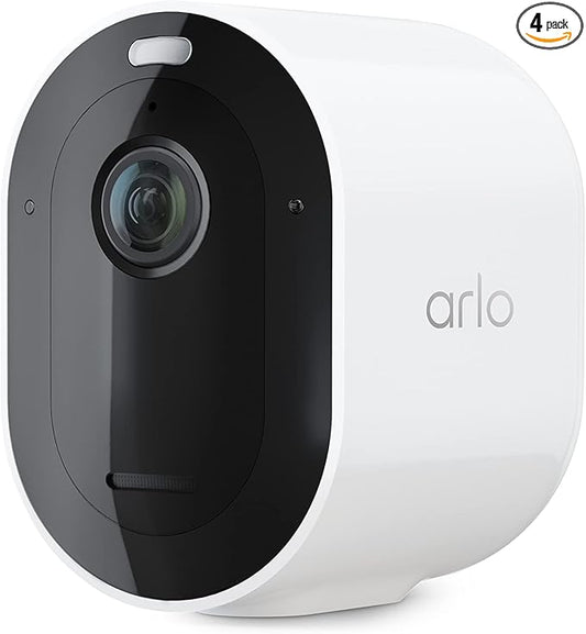 Arlo Pro 5S Spotlight Security Camera 2K HDR | Outdoor | Wireless | Dual-Band Wi-Fi Connects to Strongest Network |12X Zoom, 2-Way Audio, Siren, Color Night Vision,Live Stream(White, 4 Cameras)