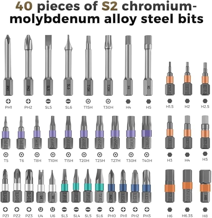 42 in 1 Magnetic Screwdriver Set, DIY Ratchet Screwdriver Set, Removable Self-assembly Precision Screwdriver Kit, Magnetic DIY Precision Tool Kit for PC Laptop Mobile Cell Phone Digital Watch