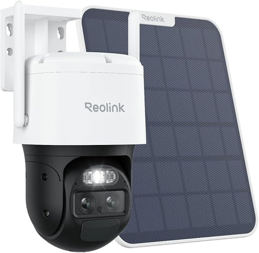REOLINK 4K 4G LTE Dual Lens Cellular Security Camera +128GB SD Card, Auto Tracking, No WiFi Solar Powered, 6X Hybrid Zoom, 8MP Color Night Vision, SIM Card Included, TrackMix LTE Solar Kit